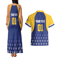 Custom Barbados Tridents Cricket Couples Matching Tank Maxi Dress and Hawaiian Shirt Go Champions - Wonder Print Shop