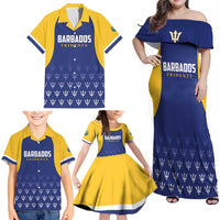 Custom Barbados Tridents Cricket Family Matching Off Shoulder Maxi Dress and Hawaiian Shirt Go Champions - Wonder Print Shop