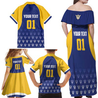Custom Barbados Tridents Cricket Family Matching Off Shoulder Maxi Dress and Hawaiian Shirt Go Champions - Wonder Print Shop