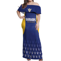 Custom Barbados Tridents Cricket Off Shoulder Maxi Dress Go Champions - Wonder Print Shop