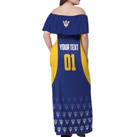 Custom Barbados Tridents Cricket Off Shoulder Maxi Dress Go Champions - Wonder Print Shop
