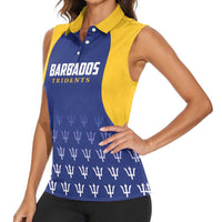 Custom Barbados Tridents Cricket Women Sleeveless Polo Shirt Go Champions - Wonder Print Shop