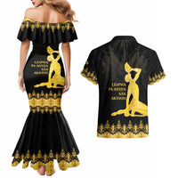 Haiti Neg Marron Gold Couples Matching Mermaid Dress and Hawaiian Shirt Lespwa pa anyen san aksyon - Wonder Print Shop