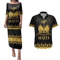 Haiti Neg Marron Gold Couples Matching Puletasi and Hawaiian Shirt Lespwa pa anyen san aksyon - Wonder Print Shop