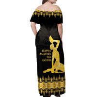 Haiti Neg Marron Gold Off Shoulder Maxi Dress Lespwa pa anyen san aksyon - Wonder Print Shop