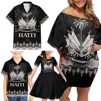 Haiti Neg Marron Silver Family Matching Off Shoulder Short Dress and Hawaiian Shirt Hope is Nothing Without Action - Wonder Print Shop
