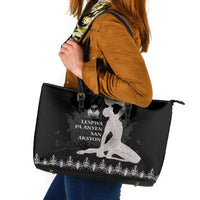 Haiti Neg Marron Silver Leather Tote Bag Hope is Nothing Without Action - Wonder Print Shop