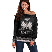 Haiti Neg Marron Silver Off Shoulder Sweater Hope is Nothing Without Action - Wonder Print Shop