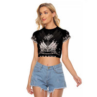 Haiti Neg Marron Silver Raglan Cropped T Shirt Hope is Nothing Without Action - Wonder Print Shop