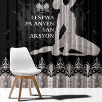 Haiti Neg Marron Silver Window Curtain Hope is Nothing Without Action - Wonder Print Shop