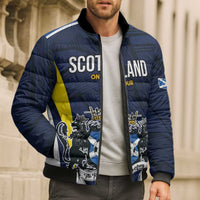 Custom Football Scotland On Tour 2026 Bomber Puffer Jacket Tartan Scottish Army Be Coming - Wonder Print Shop