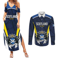 Custom Football Scotland On Tour 2026 Couples Matching Summer Maxi Dress and Long Sleeve Button Shirt Tartan Scottish Army Be Coming - Wonder Print Shop