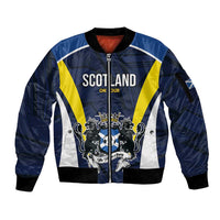 Custom Football Scotland On Tour 2026 Sleeve Zip Bomber Jacket Tartan Scottish Army Be Coming - Wonder Print Shop