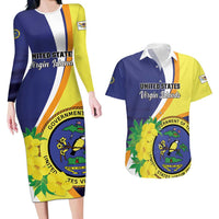 Personalized United States Virgin Islands Couples Matching Long Sleeve Bodycon Dress and Hawaiian Shirt United in Pride and Hope