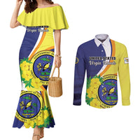 Personalized United States Virgin Islands Couples Matching Mermaid Dress and Long Sleeve Button Shirt United in Pride and Hope