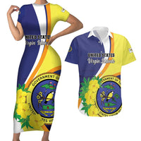 Personalized United States Virgin Islands Couples Matching Short Sleeve Bodycon Dress and Hawaiian Shirt United in Pride and Hope