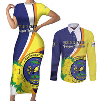 Personalized United States Virgin Islands Couples Matching Short Sleeve Bodycon Dress and Long Sleeve Button Shirt United in Pride and Hope