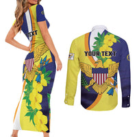 Personalized United States Virgin Islands Couples Matching Short Sleeve Bodycon Dress and Long Sleeve Button Shirt United in Pride and Hope