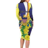 Personalized United States Virgin Islands Family Matching Long Sleeve Bodycon Dress and Hawaiian Shirt United in Pride and Hope