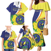 Personalized United States Virgin Islands Family Matching Mermaid Dress and Hawaiian Shirt United in Pride and Hope