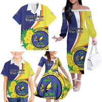 Personalized United States Virgin Islands Family Matching Off The Shoulder Long Sleeve Dress and Hawaiian Shirt United in Pride and Hope