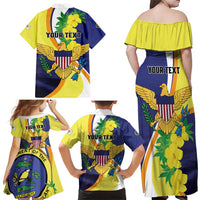 Personalized United States Virgin Islands Family Matching Off Shoulder Maxi Dress and Hawaiian Shirt United in Pride and Hope