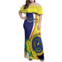 Personalized United States Virgin Islands Family Matching Off Shoulder Maxi Dress and Hawaiian Shirt United in Pride and Hope