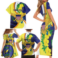 Personalized United States Virgin Islands Family Matching Short Sleeve Bodycon Dress and Hawaiian Shirt United in Pride and Hope