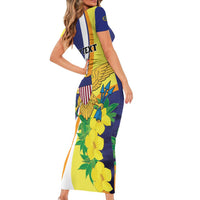 Personalized United States Virgin Islands Family Matching Short Sleeve Bodycon Dress and Hawaiian Shirt United in Pride and Hope