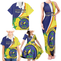 Personalized United States Virgin Islands Family Matching Tank Maxi Dress and Hawaiian Shirt United in Pride and Hope