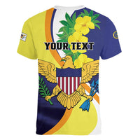 Personalized United States Virgin Islands Women V-Neck T-Shirt United in Pride and Hope - Wonder Print Shop