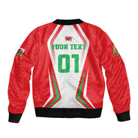 Custom Welsh Rugby Sleeve Zip Bomber Jacket Wales Red Dragon Champions