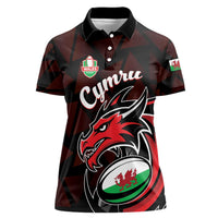 Custom Wales Rugby Women Polo Shirt Cymru Y Ddraig Goch - Wonder Print Shop