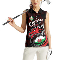 Custom Wales Rugby Women Sleeveless Polo Shirt Cymru Y Ddraig Goch - Wonder Print Shop