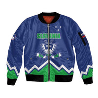 Custom Hockey 2026 Slovenia Sleeve Zip Bomber Jacket Go Champions Risi