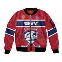 Custom Hockey 2026 Norway Sleeve Zip Bomber Jacket The Polar Bears Norge Come On