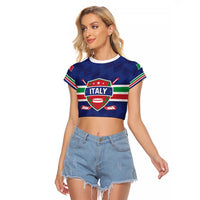 Custom Hockey 2026 Italy Raglan Cropped T Shirt Gli Azzurri Go Champions