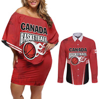 Custom Canada Basketball Couples Matching Off Shoulder Short Dress and Long Sleeve Button Shirt Dream Because I Can