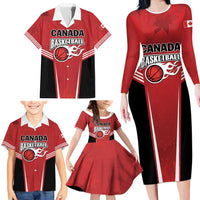 Custom Canada Basketball Family Matching Long Sleeve Bodycon Dress and Hawaiian Shirt Dream Because I Can