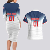 Custom USA Basketball Team Couples Matching Long Sleeve Bodycon Dress and Hawaiian Shirt Shine Like Stars