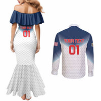 Custom USA Basketball Team Couples Matching Mermaid Dress and Long Sleeve Button Shirt Shine Like Stars