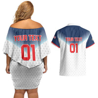 Custom USA Basketball Team Couples Matching Off Shoulder Short Dress and Hawaiian Shirt Shine Like Stars