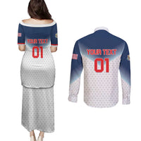Custom USA Basketball Team Couples Matching Puletasi and Long Sleeve Button Shirt Shine Like Stars