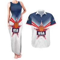 Custom USA Basketball Team Couples Matching Tank Maxi Dress and Hawaiian Shirt Shine Like Stars