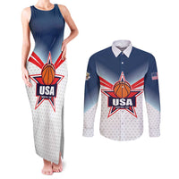 Custom USA Basketball Team Couples Matching Tank Maxi Dress and Long Sleeve Button Shirt Shine Like Stars