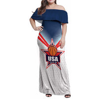 Custom USA Basketball Team Family Matching Off Shoulder Maxi Dress and Hawaiian Shirt Shine Like Stars