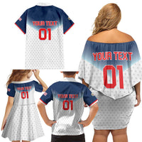 Custom USA Basketball Team Family Matching Off Shoulder Short Dress and Hawaiian Shirt Shine Like Stars