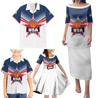 Custom USA Basketball Team Family Matching Puletasi and Hawaiian Shirt Shine Like Stars