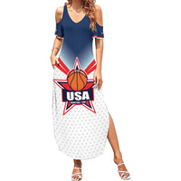 Custom USA Basketball Team Family Matching Summer Maxi Dress and Hawaiian Shirt Shine Like Stars