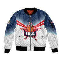 Custom USA Basketball Team Sleeve Zip Bomber Jacket Shine Like Stars
